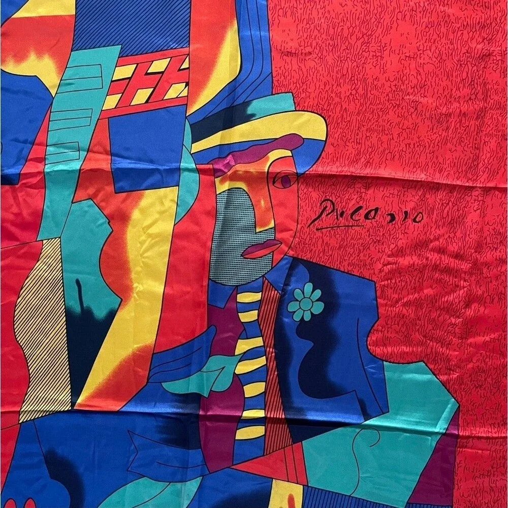 Mosi Picasso Signed Cubism Art 35 Square Scarf